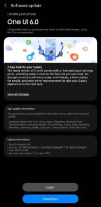 One UI 6 update Galaxy S23